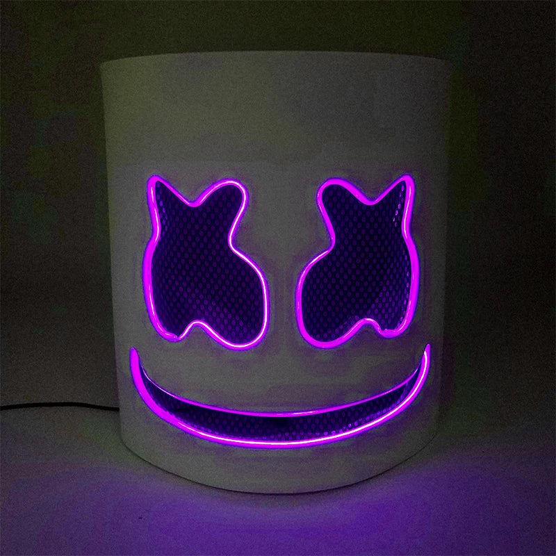 LED DJ Mask Headgear Lifelike Marshmello Mask Breathable Helmet Mask Carnival Festival Halloween Party Props Cosplay.Costume