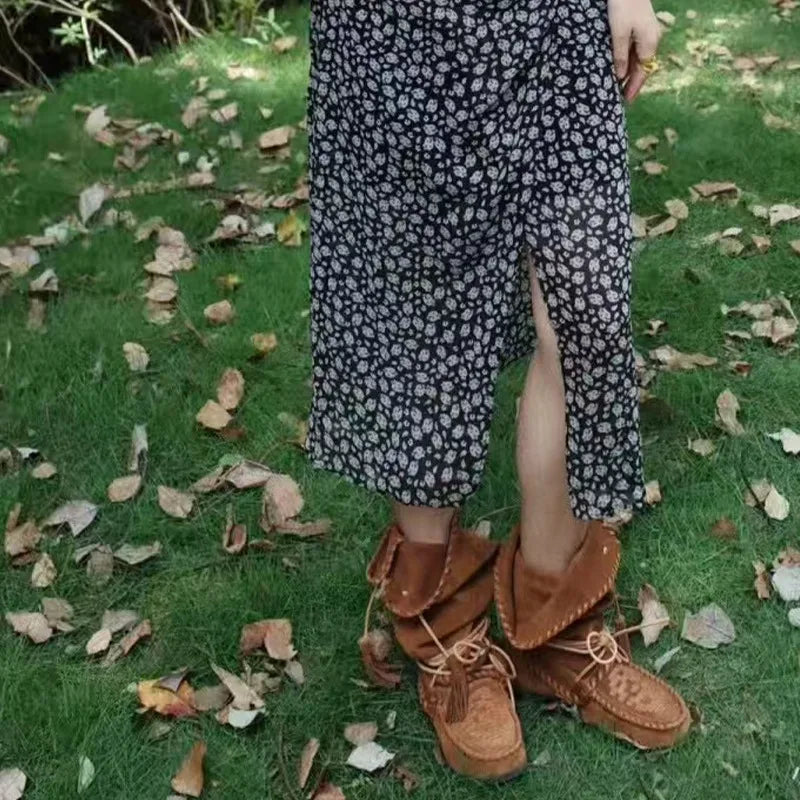 Woman Western Boots Ankle Suede Fashion Women Shoes Autumn 2025 Designer Trendy Goth Chelsea Botas Soft Round-toed Shoes Woman
