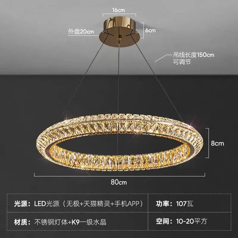 Luxury Crystal LED Pendant Lights Villa Living Dining Room Lighting Decor Lustre Chandelier Lamp Indoor Hotel Bar Lights Fixture