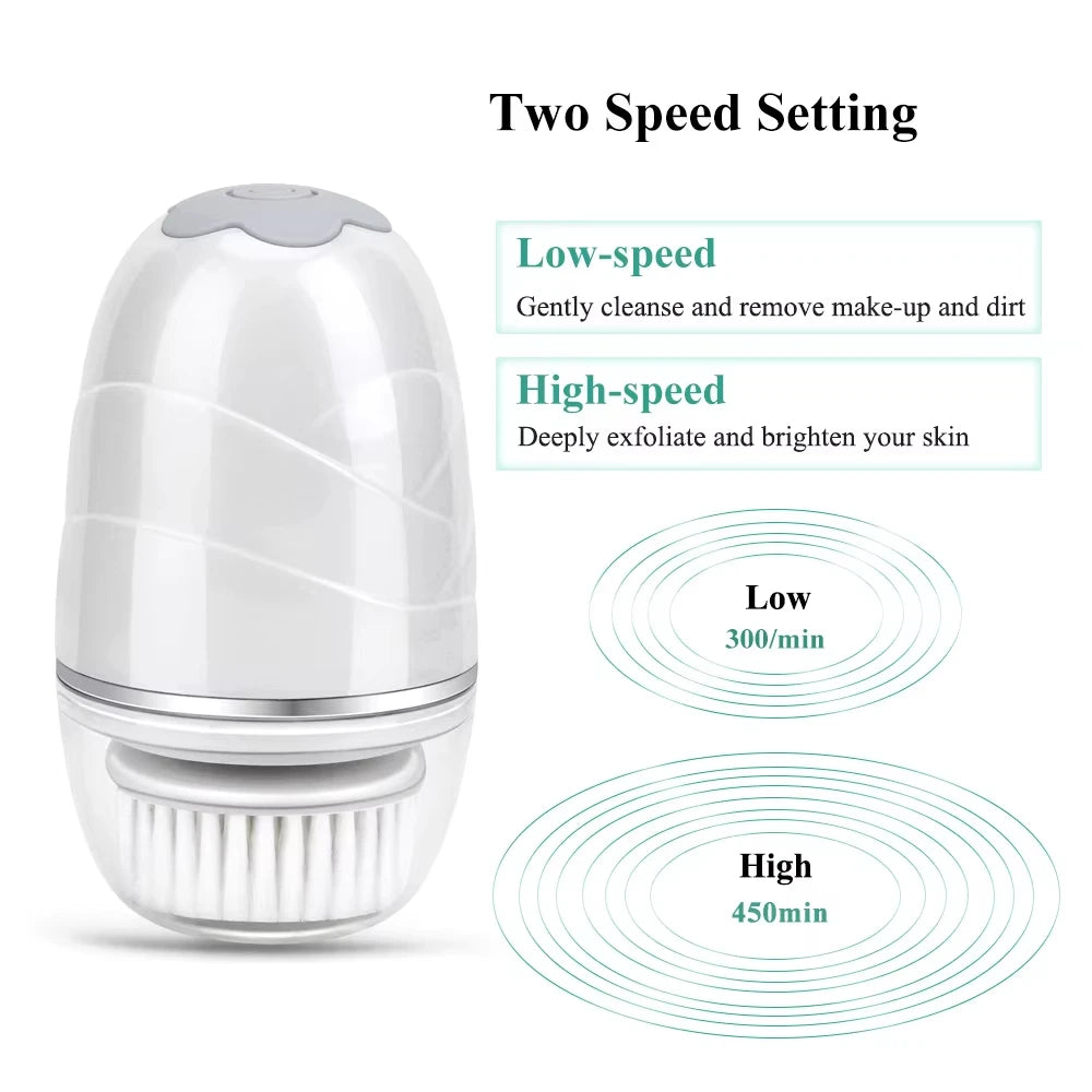 3-IN-1Electric Waterproof Facial Cleansing Brush Exfoliating Spin Whitening Firming Deep Cleansing Brush Device Wireless Cleans
