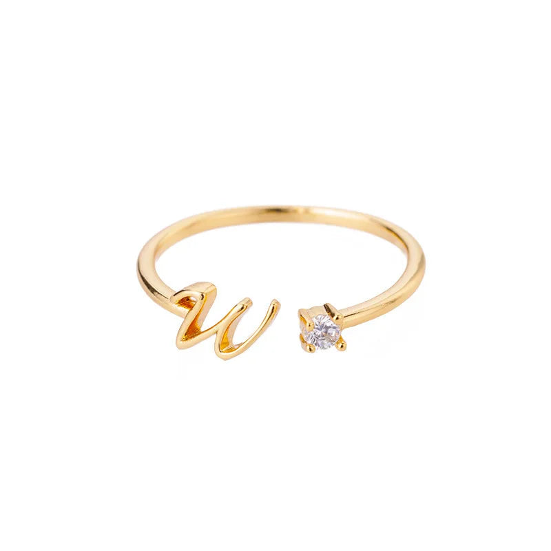 Tiny Initial Letter Rings For Women Stainless Steel A-Z Letters Adjustable Ring Female Christmas Aesthetic Jewelry bijoux femme