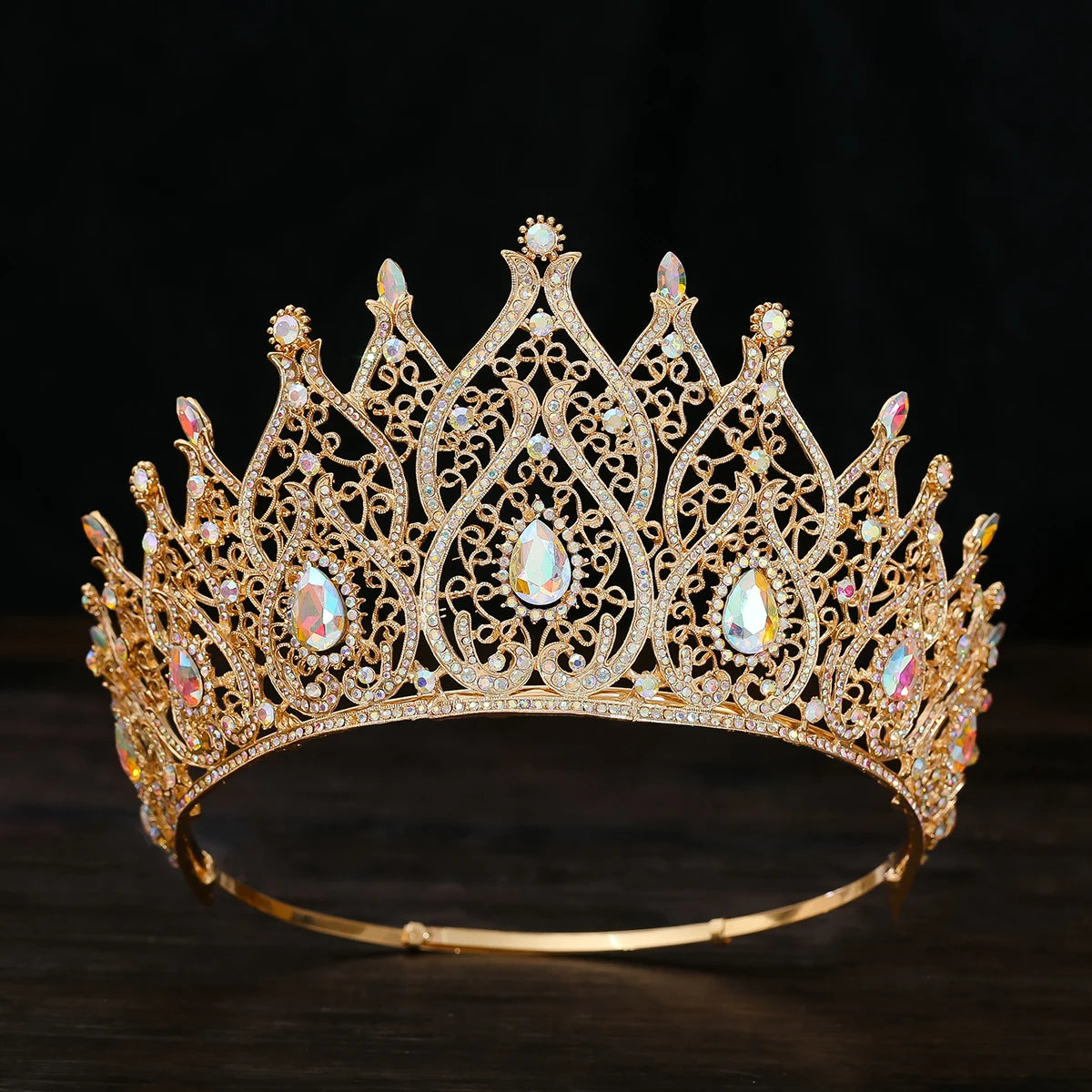 Jeweled Baroque Queen Crown - Rhinestone Wedding Crowns and Tiaras for Women, Costume Party Hair Accessories with Gemstones,Vic