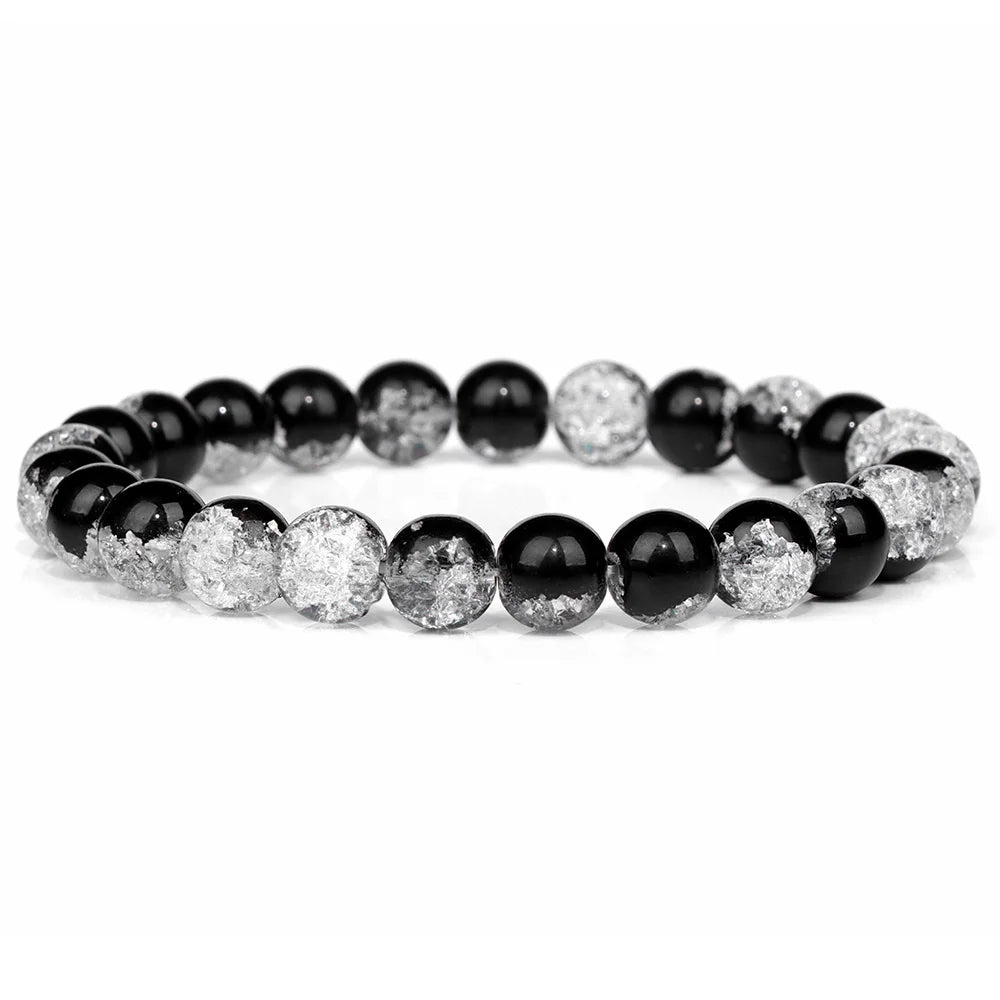 Moonstone Stone Beads Bracelet Natural Stone Crystals Bracelet Colorful Beaded Healing Trendy Jewelry Men Women Elastic Bangles