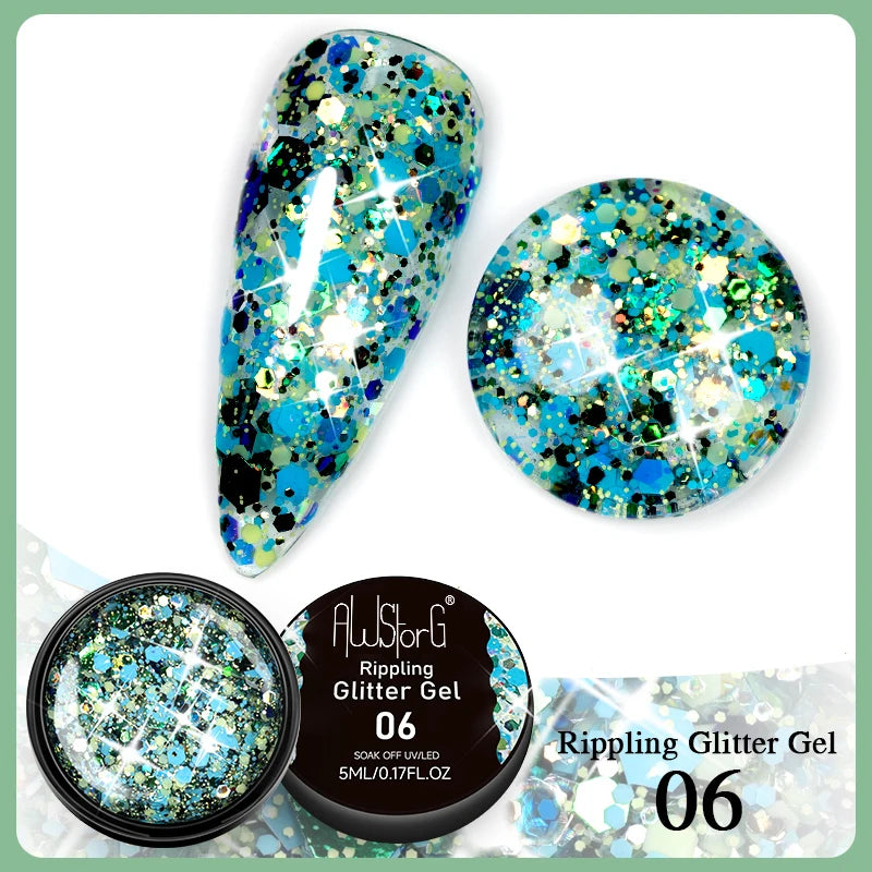 BOZLIN Chameleon Flake Gel Nail Polish Spring Color Sparkling Sequins Soak Off UV Glitter Gel Varnish Nail Art Decoration 5ML