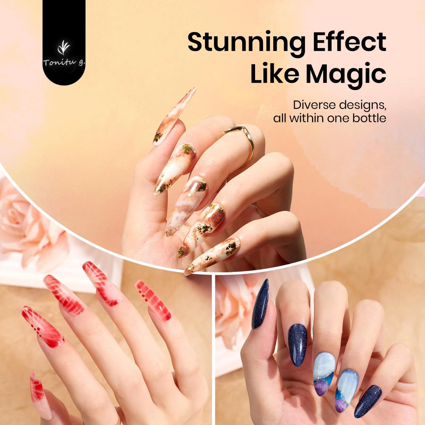 Blooming Gel Polish,Unleash Creativity With Easy Marble,Watercolor Gradient Diy For Floral Print,Marbling Gradient Effects