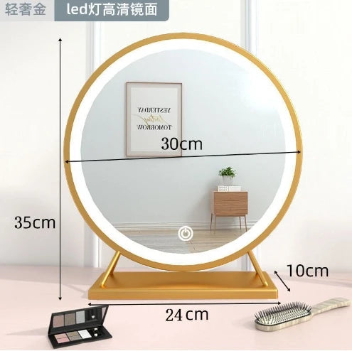 Led Makeup Home Decor Decorative Mirrors Photography Aesthetic Gold Toilet Mirrors Round Plastic Home Espejo Cosmético MHHZJ