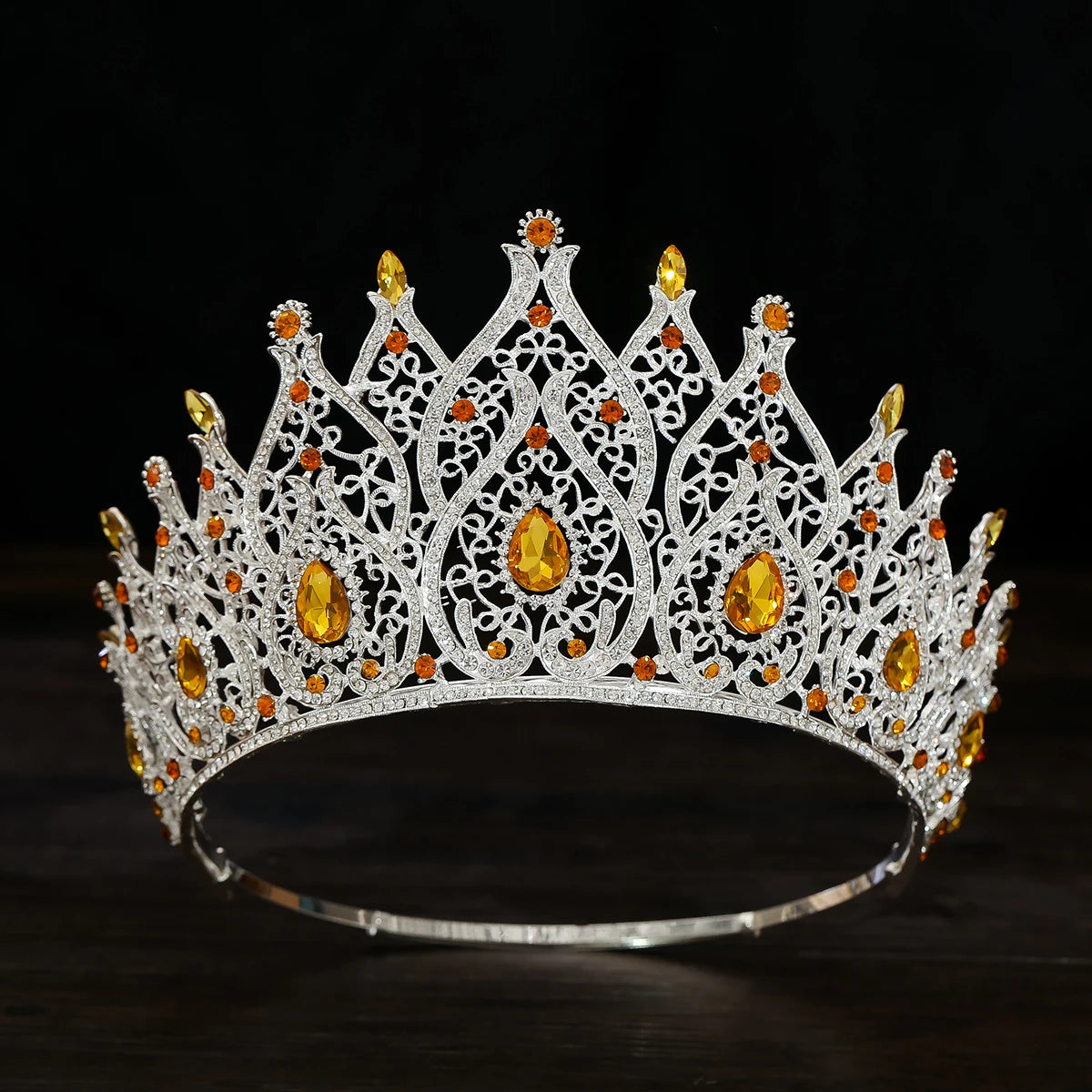 Jeweled Baroque Queen Crown - Rhinestone Wedding Crowns and Tiaras for Women, Costume Party Hair Accessories with Gemstones,Vic