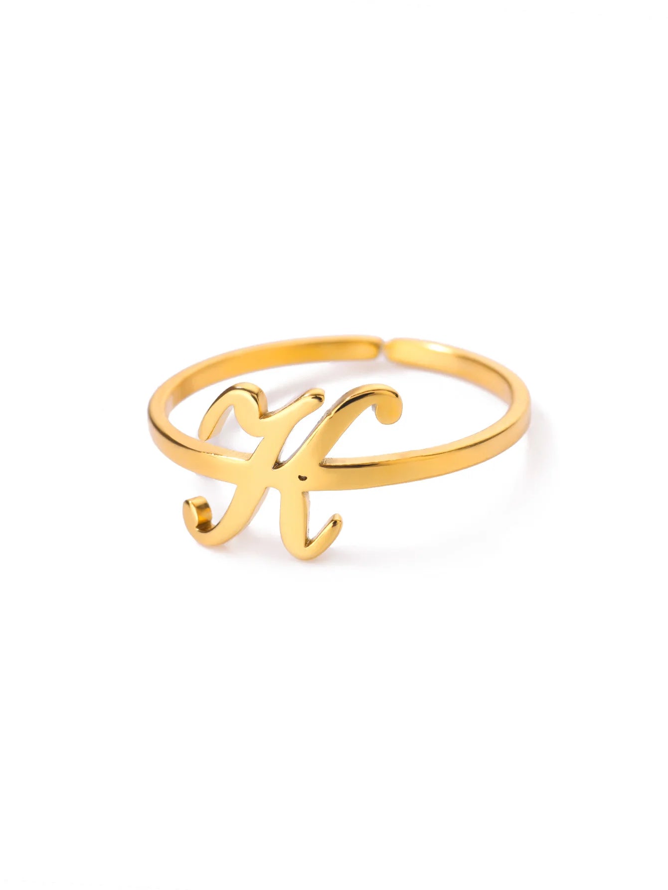26 English Letter Initial Rings For Women Gold Color Adjustable Stainless Steel Ring Wedding Fashion Jewelry Best Friend Gift