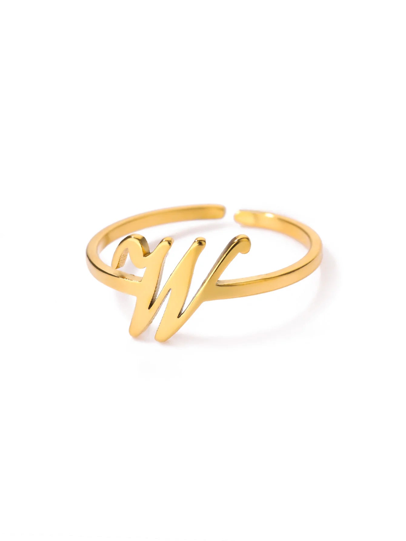 26 English Letter Initial Rings For Women Gold Color Adjustable Stainless Steel Ring Wedding Fashion Jewelry Best Friend Gift