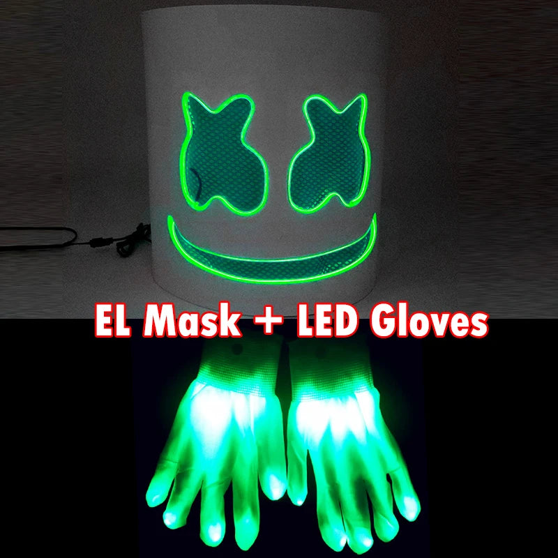 LED DJ Mask Headgear Lifelike Marshmello Mask Breathable Helmet Mask Carnival Festival Halloween Party Props Cosplay.Costume