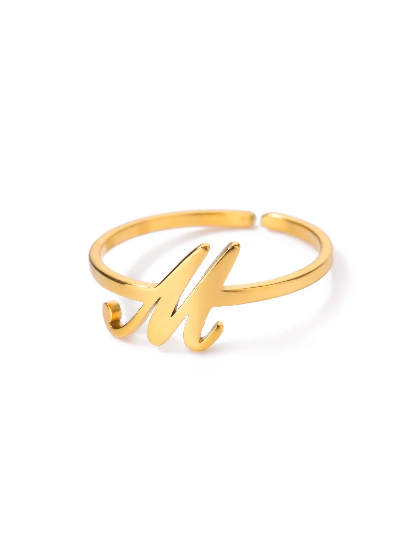 26 English Letter Initial Rings For Women Gold Color Adjustable Stainless Steel Ring Wedding Fashion Jewelry Best Friend Gift