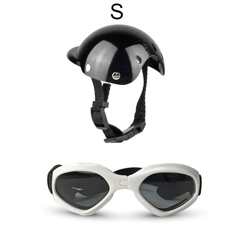 Pet Safety Suit Motorcycle Dog Helmet With Sunglasses Cool Fashion Cool Pet Dog Hat Helmet S/M Size Pet Protect Ridding Cap