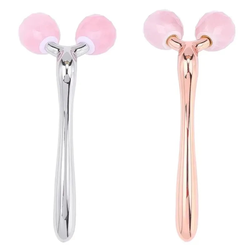 Rose Quartz Jade Roller Facial Massager 3D Massage Face Roller Face-lift Skin Care Tool Thin Face Chin Neck Body Wrinkle Remover