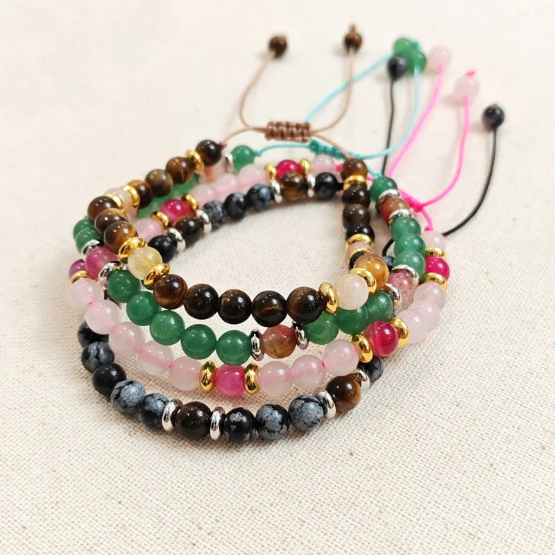 Natural stone bead bracelet Bohemian women's multicolor adjustable bracelet Birthday gift Banquet party Leisure vacation Jewelry