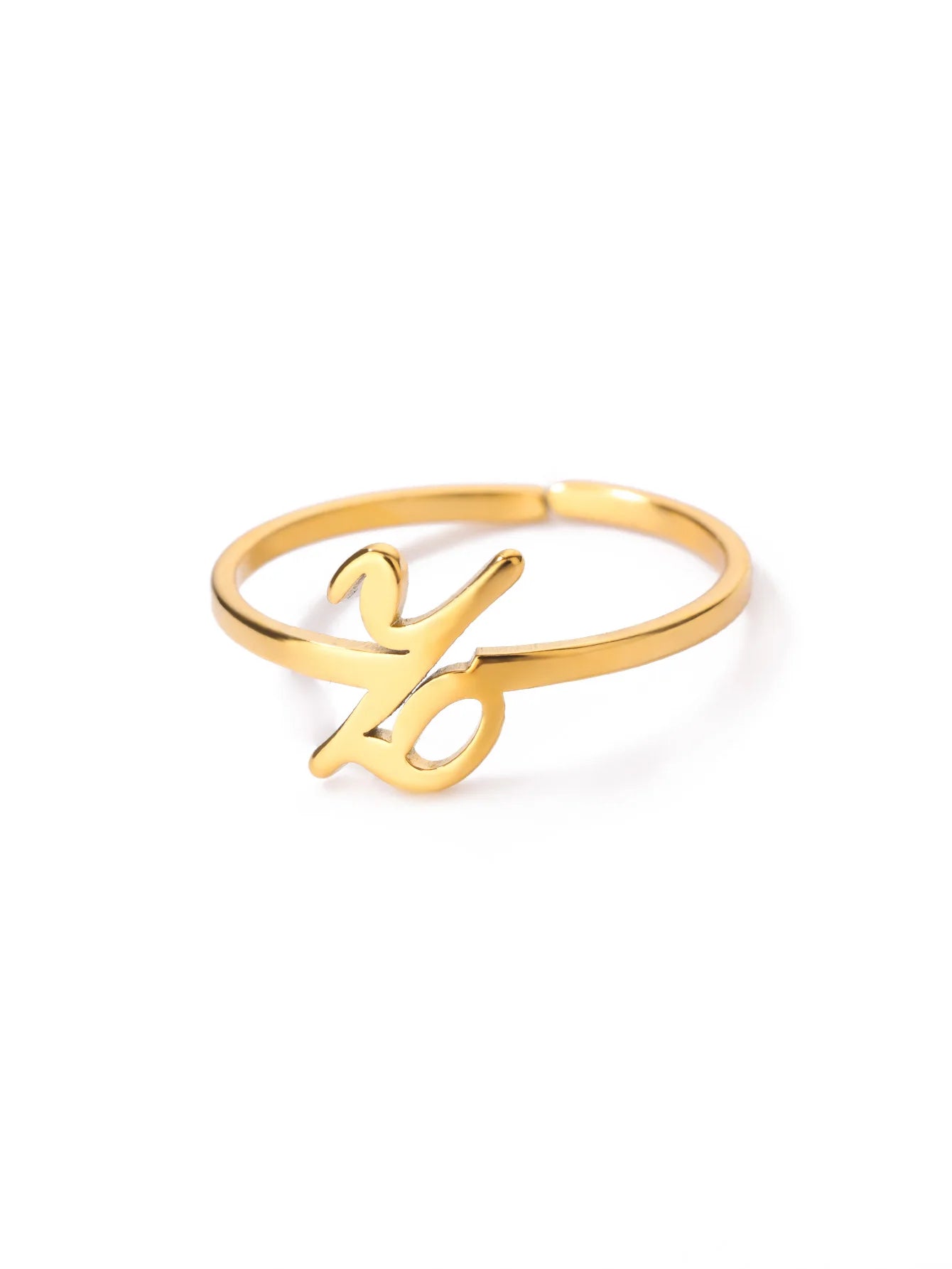 26 English Letter Initial Rings For Women Gold Color Adjustable Stainless Steel Ring Wedding Fashion Jewelry Best Friend Gift