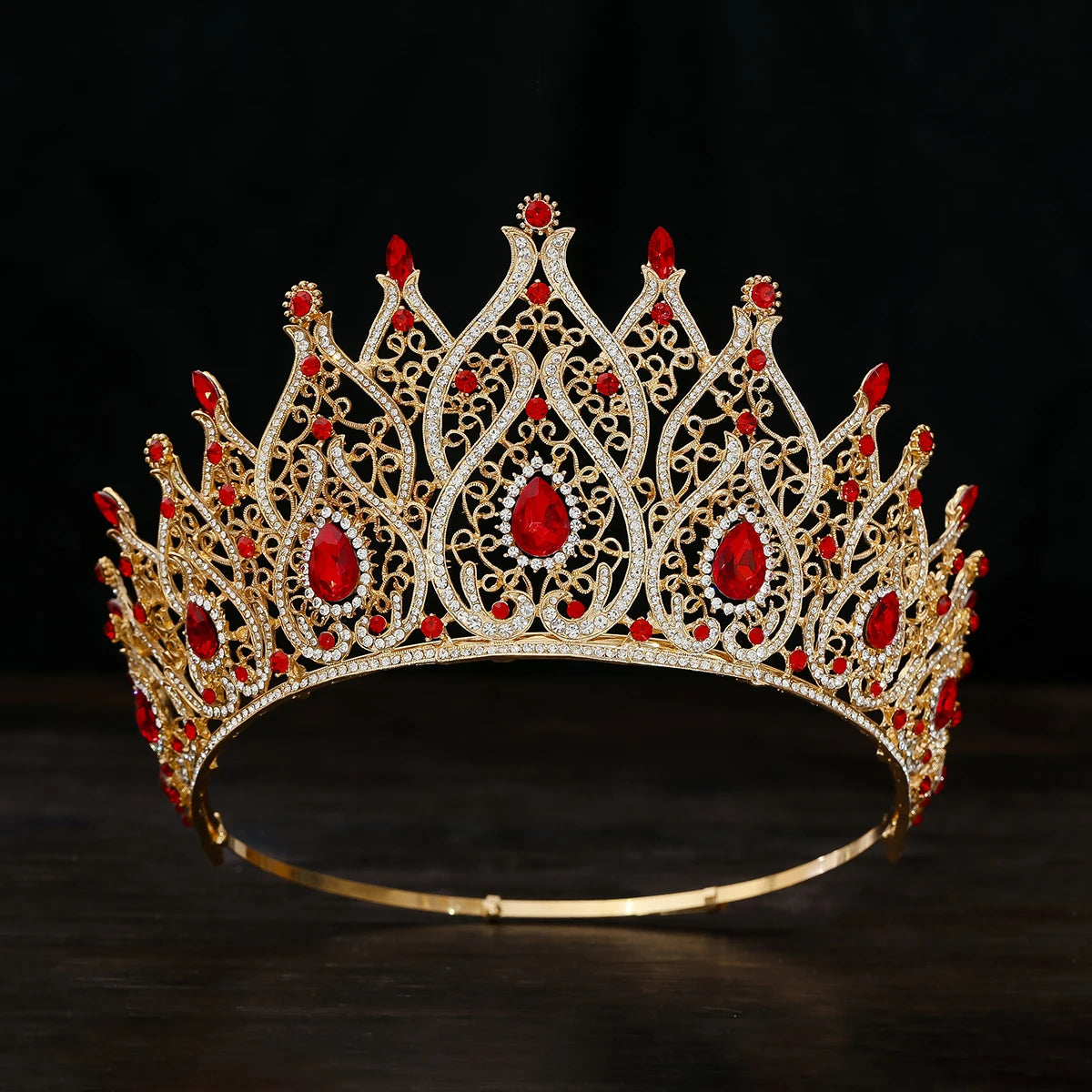 Jeweled Baroque Queen Crown - Rhinestone Wedding Crowns and Tiaras for Women, Costume Party Hair Accessories with Gemstones,Vic