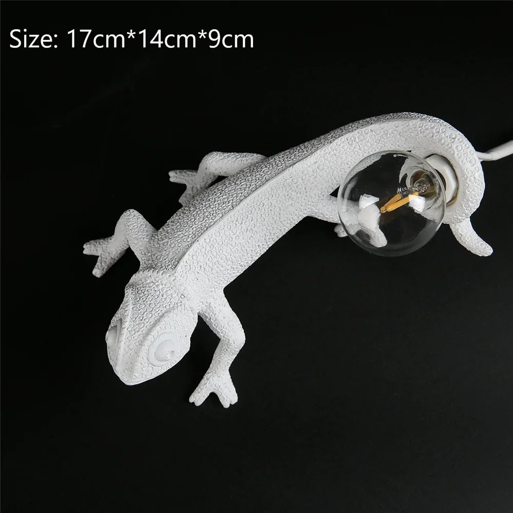 lizard wall lamp be night dorm room Night light living room home decor Cute Resin Animal chameleon Light Fixtures Bedside lamps