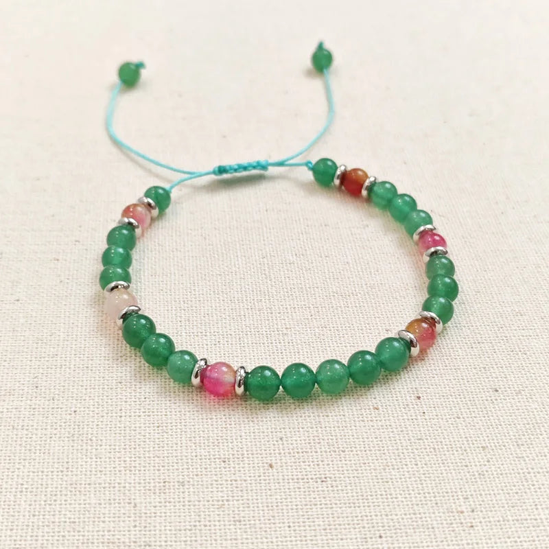 Natural stone bead bracelet Bohemian women's multicolor adjustable bracelet Birthday gift Banquet party Leisure vacation Jewelry