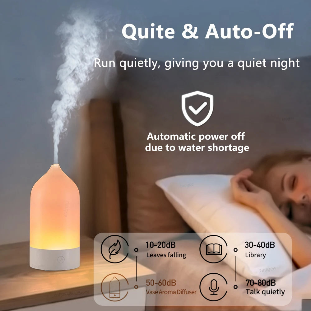 Aroma Diffuser Air Humidifier Desk Mini Mute Vase Essential Oil Diffuser for Home Office Fragrance Diffuser with LED Night Light