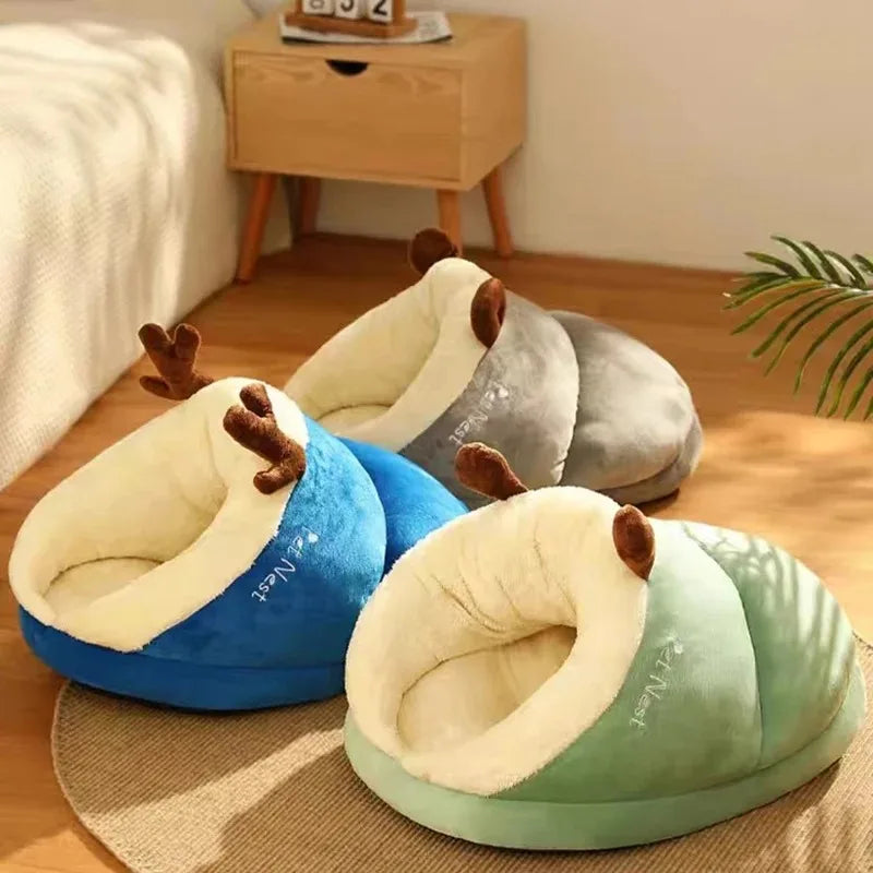 Cozy Slipper-Style Pet Bed: Warm, Breathable, and Washable Foldable Dog & Cat House for Small Pets