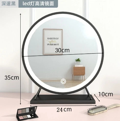 Led Makeup Home Decor Decorative Mirrors Photography Aesthetic Gold Toilet Mirrors Round Plastic Home Espejo Cosmético MHHZJ