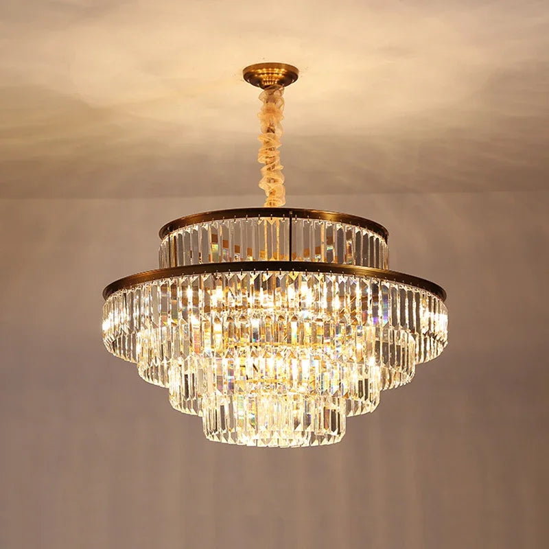 Luxury Crystal LED Pendant Lights Villa Living Room Lighting Decor Lustre Chandelier Lamp Indoor Hotel Hanging Lights Fixture