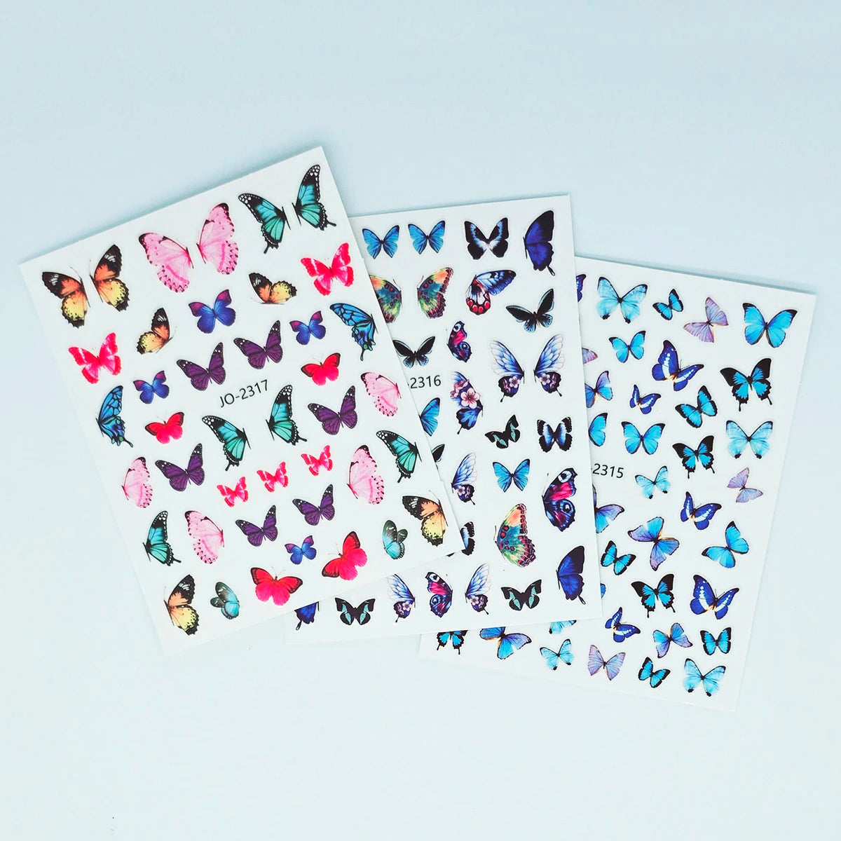 3 Sheets Colorful Butterfly Nail Art Stickers 3D Self-Adhesive Butterfly Nail Decals DIY Manicure Summer Nail Art Decoration