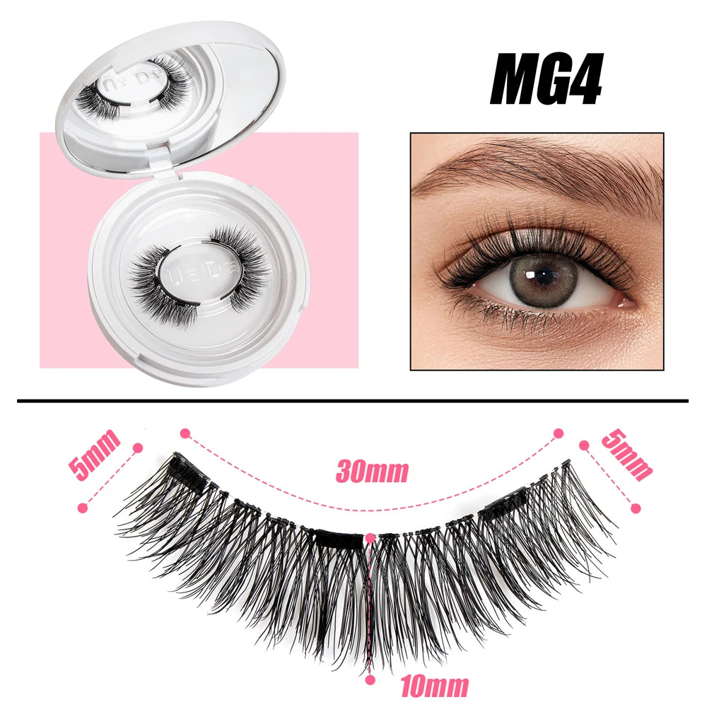 VYRILA 2Pairs Reusable Magnetic Lashes with Magnets Tweezer No Glue Needed D Magnetic Eyelash 3-Step Press On False Eyelash