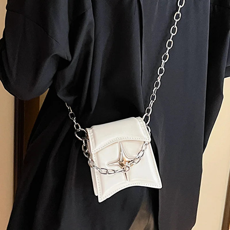 Fashion Star Small Purses for Women Vintage Chain Shoulder Bag Ladies Crossbody Bags Y2k Cool Girls Design Handbags Flap Bag