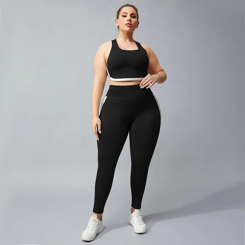 Plus Size Women's Quick Dry Yoga Set with Leggings & Bra