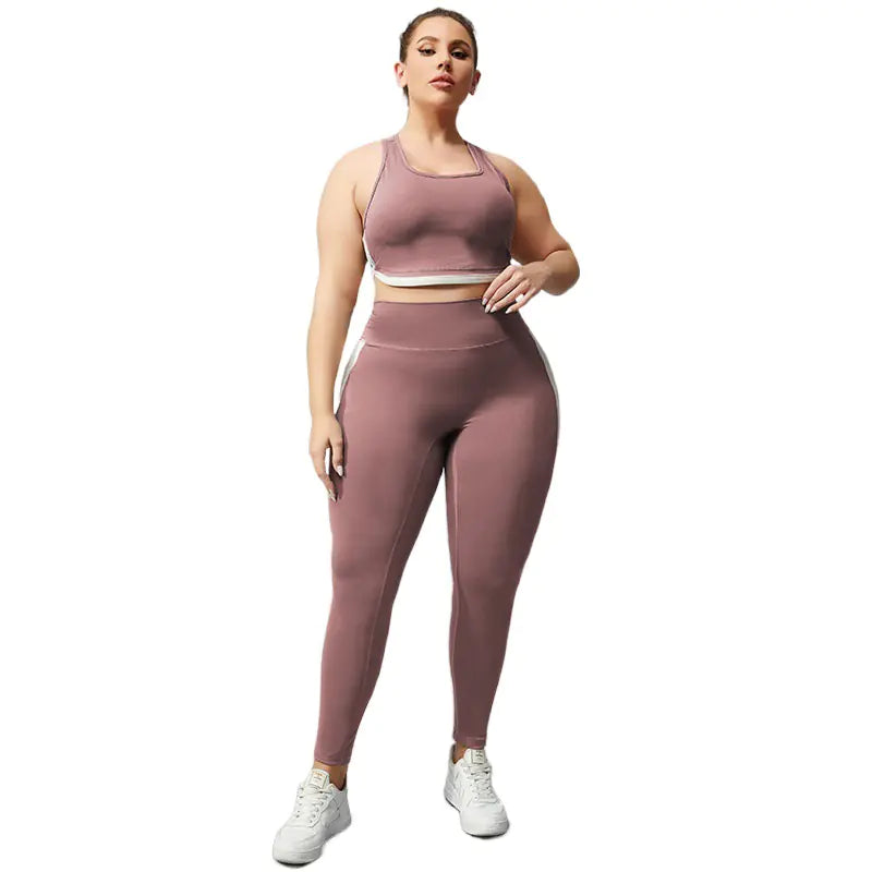 Plus Size Women's Quick Dry Yoga Set with Leggings & Bra