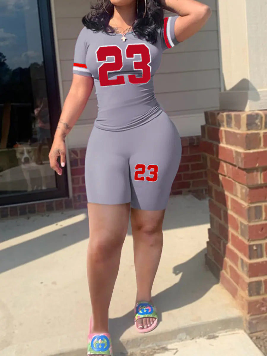 Plus Size Women's Sports Cami and Drawstring Shorts Set
