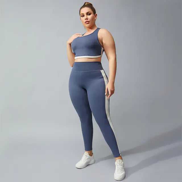Plus Size Women's Quick Dry Yoga Set with Leggings & Bra