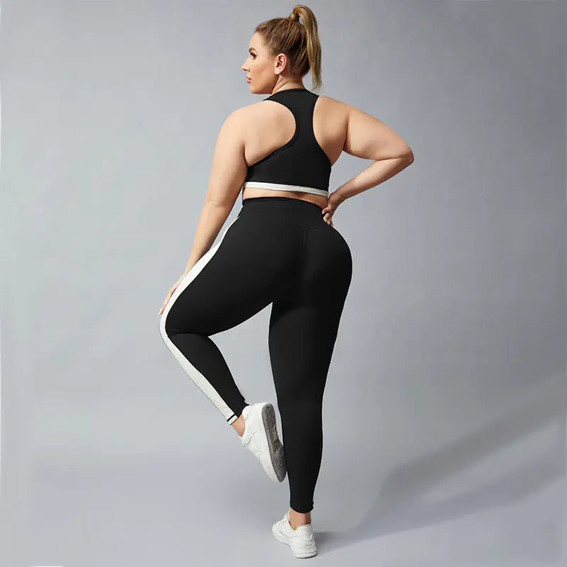 Plus Size Women's Quick Dry Yoga Set with Leggings & Bra