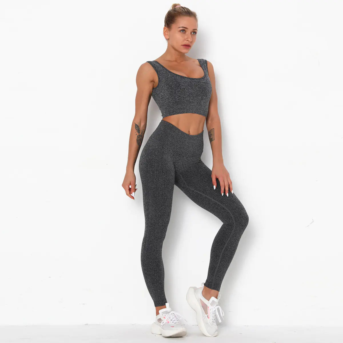 Seamless Women's Sports Bra & Yoga Set, Quick-Dry Nylon