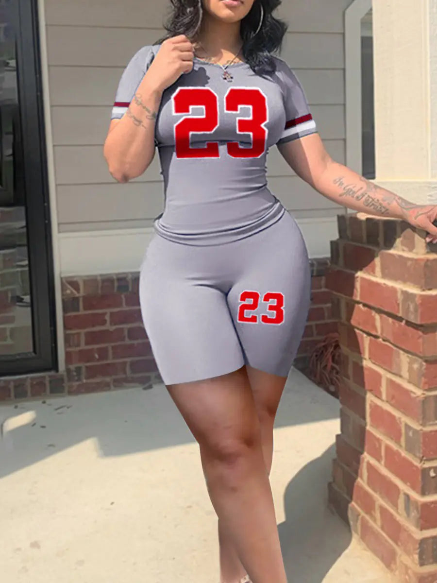 Plus Size Women's Sports Cami and Drawstring Shorts Set