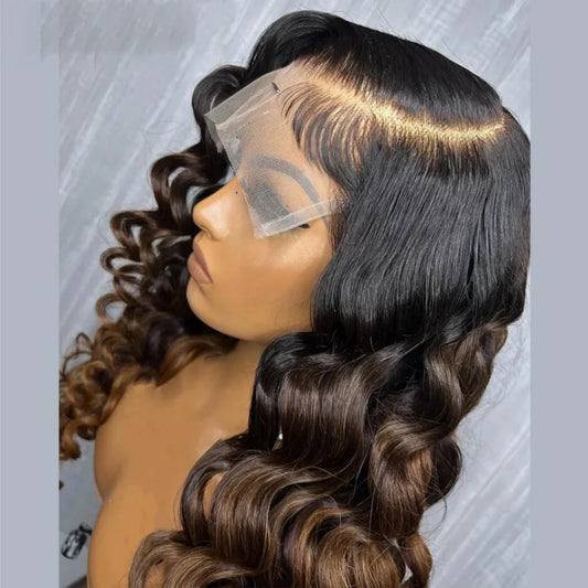 Ombre Blonde Kinky Curly 26Inch 180 Density Lace Front Wigs For Women With Baby Hair Synthetic Fiber Deep Part Daily Wear Wigs