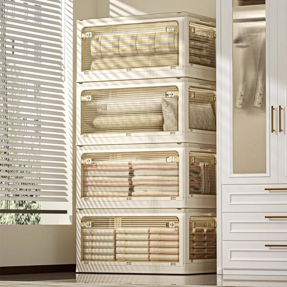 Foldable Storage Box with Clear Door - Spacious, Durable, and Easy-to-Assemble - Ideal for Organizing Clothes, Books, Toys