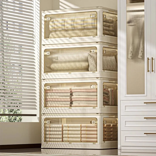 Foldable Storage Box with Clear Door - Spacious, Durable, and Easy-to-Assemble - Ideal for Organizing Clothes, Books, Toys