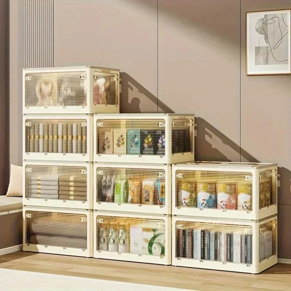 Foldable Storage Box with Clear Door - Spacious, Durable, and Easy-to-Assemble - Ideal for Organizing Clothes, Books, Toys