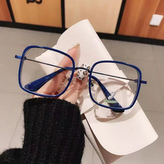 Large Square Frame Woman Glasses Ins Girl Fashion Transparent Reading Glass High-definition Anti-blue Light Computer Eyeglass