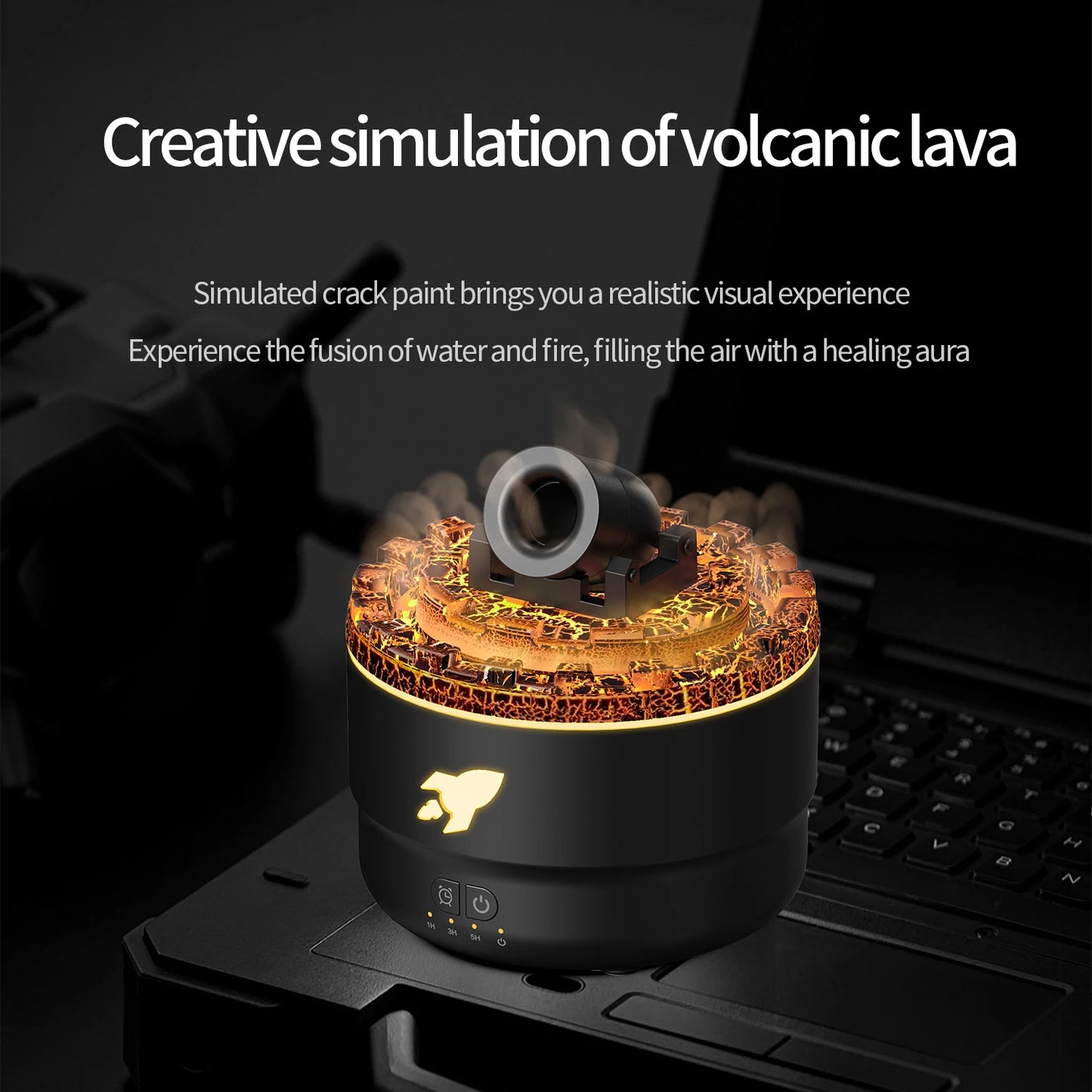 Mini Desktop Air Humidifier Creative Volcano Cannons Aroma Machine Home Desktop Silent Essential Oil Diffuser 3 Gear Timer