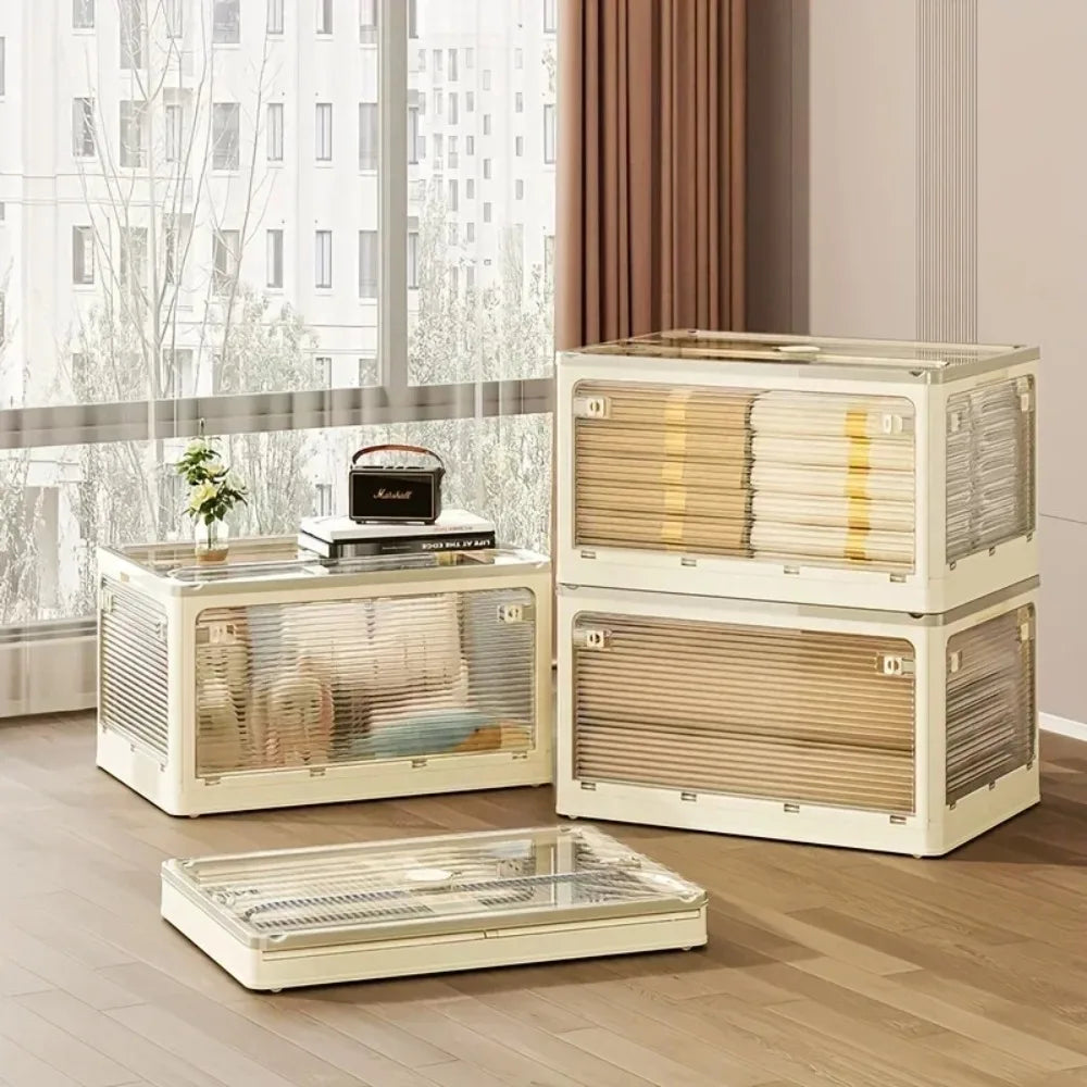 Foldable Storage Box with Clear Door - Spacious, Durable, and Easy-to-Assemble - Ideal for Organizing Clothes, Books, Toys