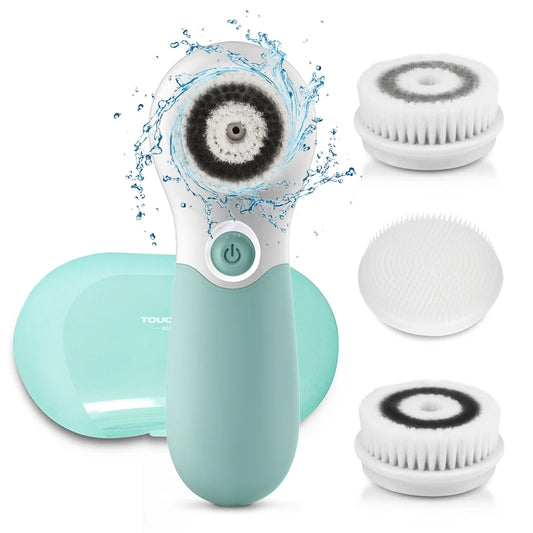 Facial Cleansing Brush Electric Facial Exfoliating Massage Brush with 3 Cleanser Heads and 2 Speeds Adjustable for Deep Cleaning