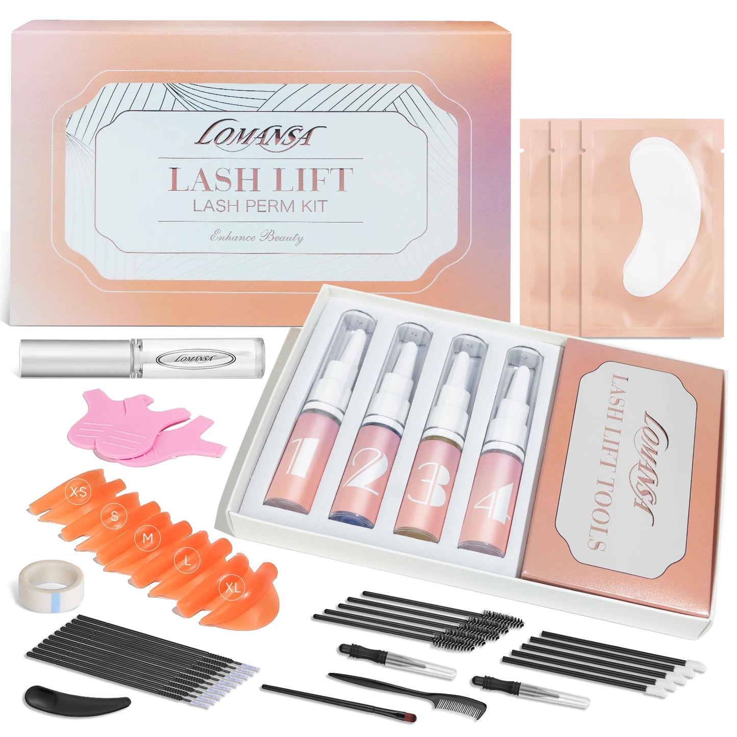 Lomansa 8-12 Mins Lash Lift Kit Eyebrow Lamination Kit Lifting Curling EyeLash Lift For HomeUse Brow Lamination Kit Makeup Tool
