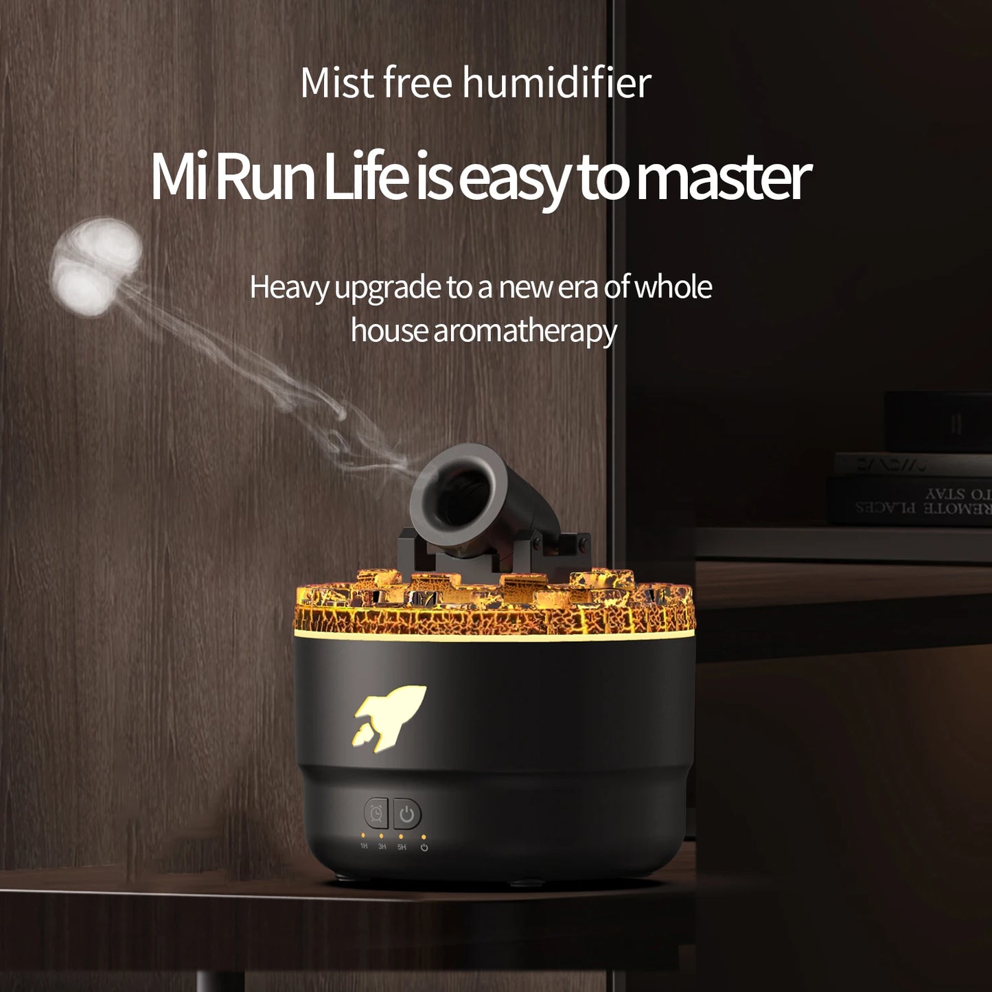 Mini Desktop Air Humidifier Creative Volcano Cannons Aroma Machine Home Desktop Silent Essential Oil Diffuser 3 Gear Timer