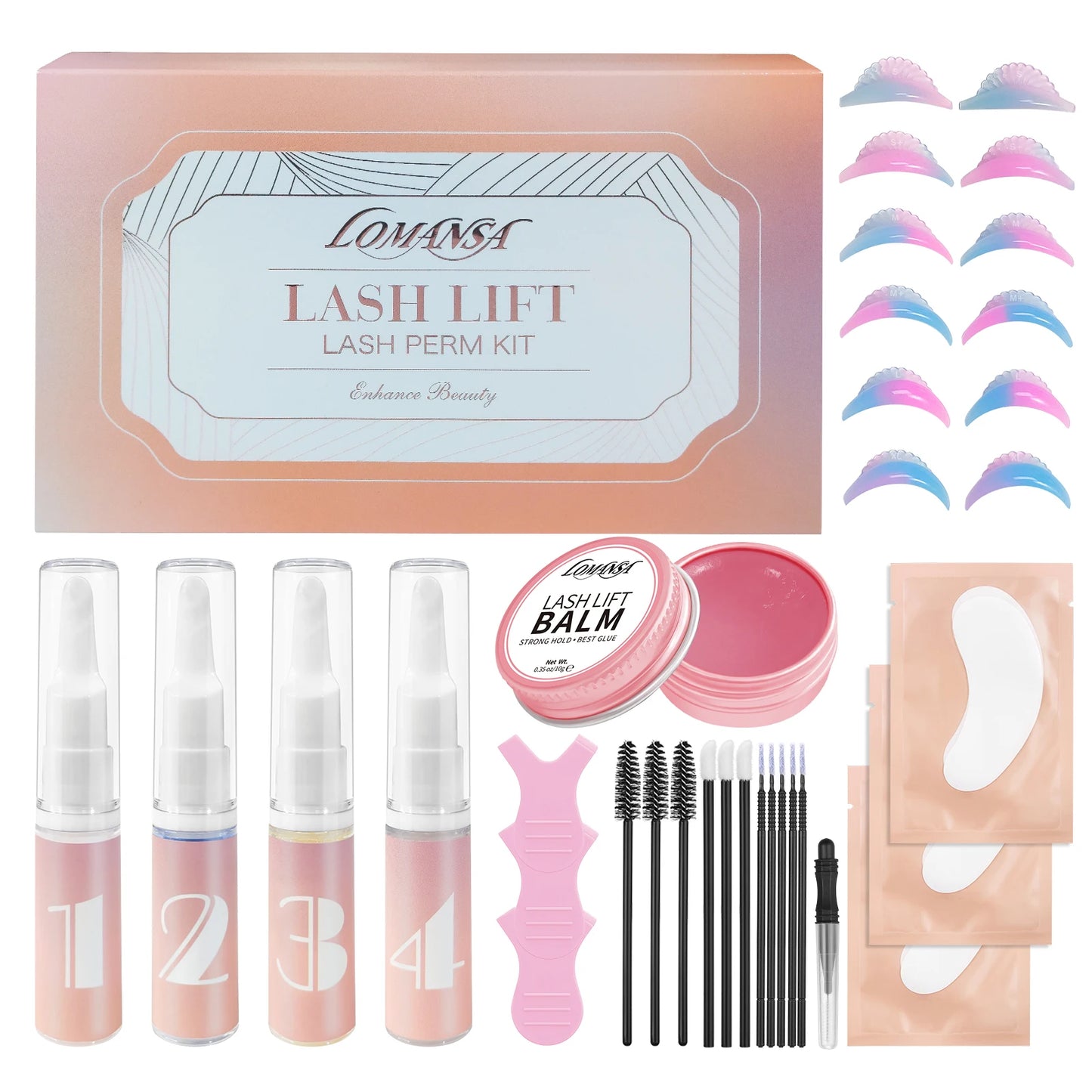 Lomansa 8-12 Mins Lash Lift Kit Eyebrow Lamination Kit Lifting Curling EyeLash Lift For HomeUse Brow Lamination Kit Makeup Tool
