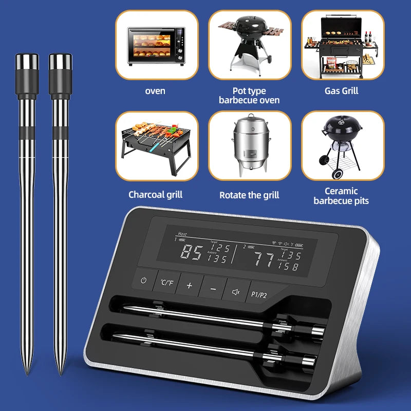 Meat Thermometer Wireless Probe Bluetooth Digital Food Thermometer Support Mobile APP With LCD Screen for Oven Smoker BBQ Grill