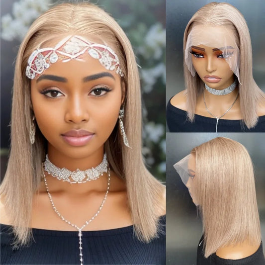 Lace Front Wigs Human Hair Natural Hairline  8# Bob Wig Human Hair 13x4 Lace Frontal Wigs for Black Women Brazilian Virgin Wig