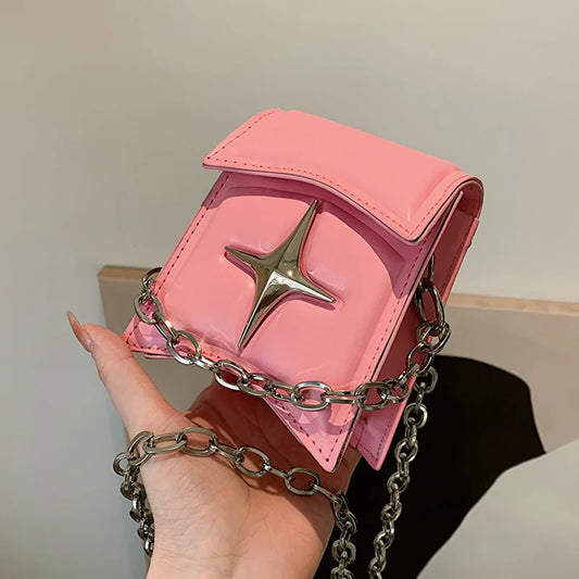 Fashion Star Small Purses for Women Vintage Chain Shoulder Bag Ladies Crossbody Bags Y2k Cool Girls Design Handbags Flap Bag